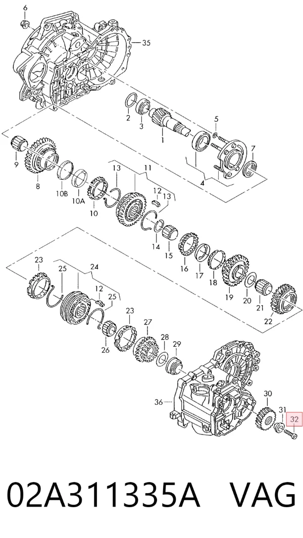 Parafuso de cabeça de motor (CBC) 02A311335A VAG