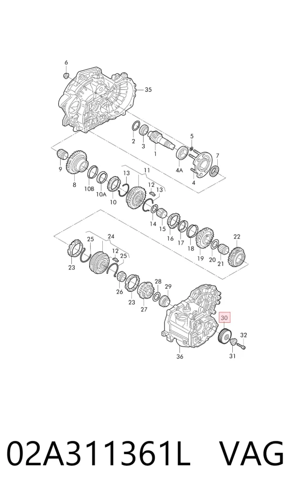 Roda dentada propulsionada de 5ª velocidade 02A311361L VAG