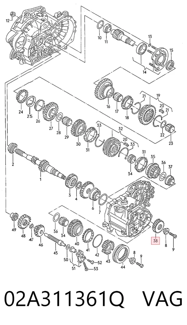 Roda dentada propulsionada de 5ª velocidade 02A311361Q VAG