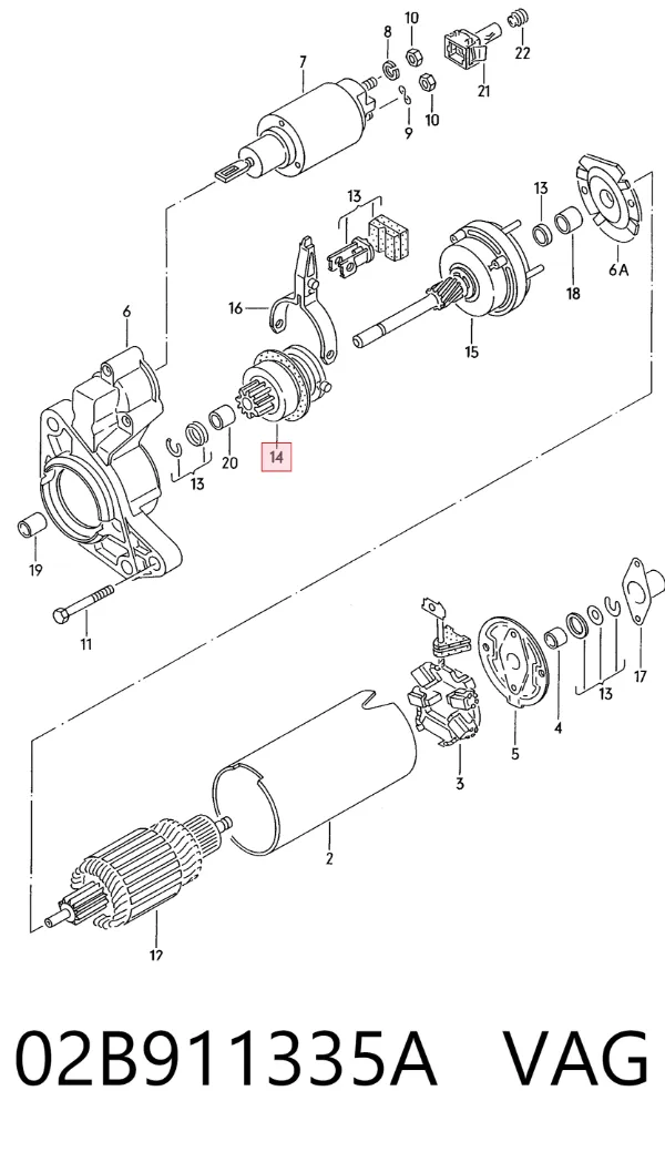 Roda-livre do motor de arranco 02B911335A VAG