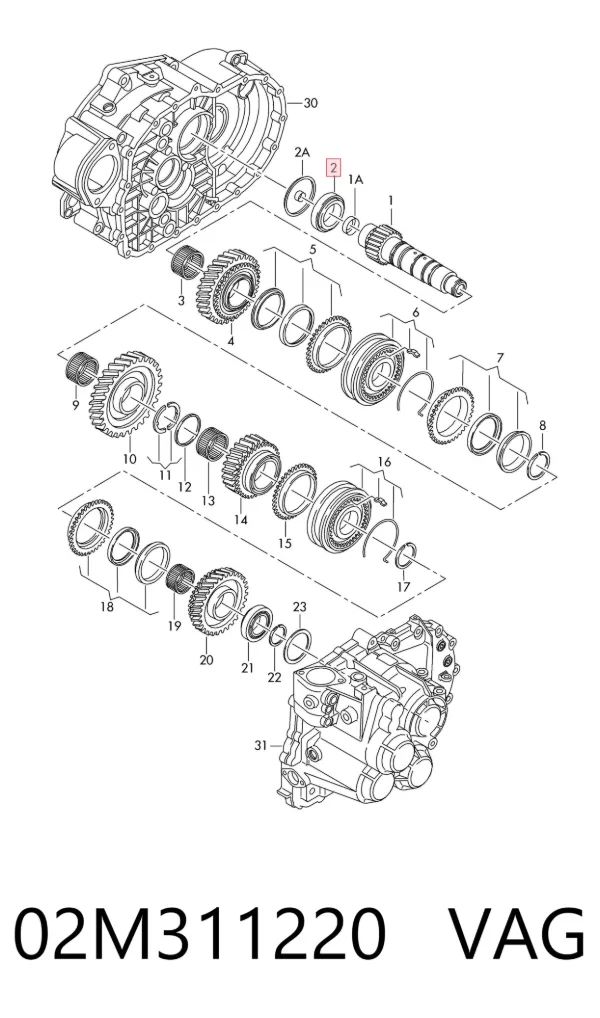 Kit de reparação da Caixa de Mudança 02M311220 VAG
