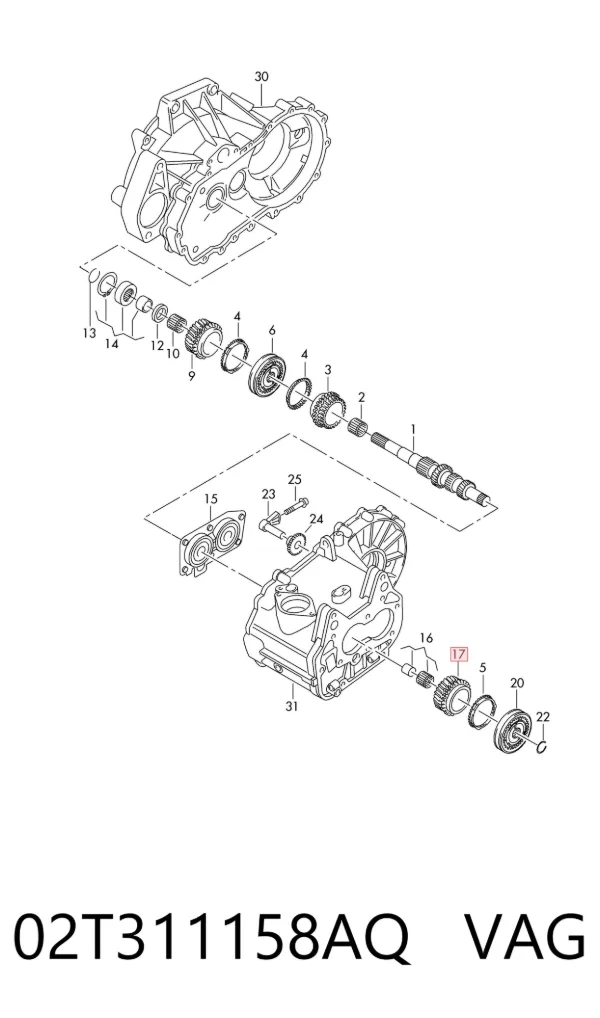 Roda dentada motriz de 5ª velocidade 02T311158AQ VAG