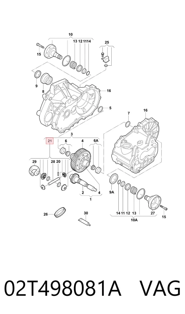 Kit de satélites de redutor do eixo dianteiro 02T498081A VAG
