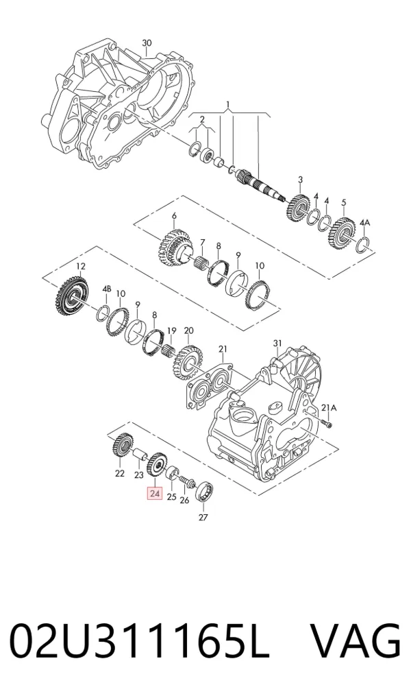 Roda dentada propulsionada de 6ª velocidade 02U311165L VAG