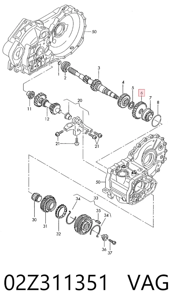 Roda dentada motriz de 4ª velocidade 02Z311351 VAG