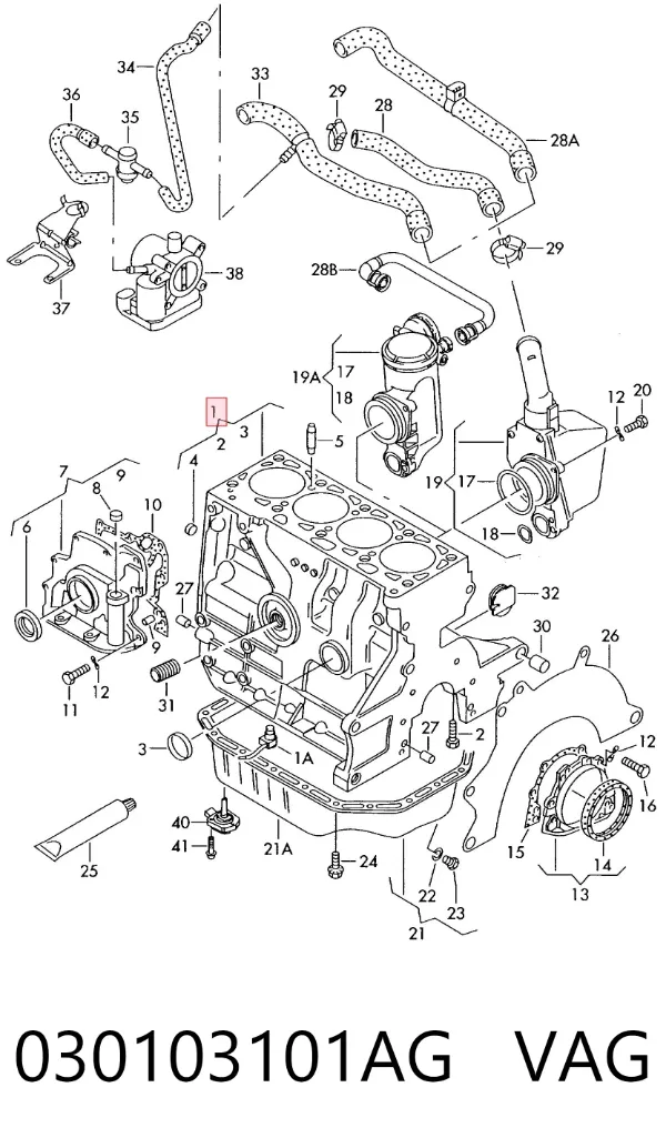 Bloco de cilindros de motor 030103101AG VAG