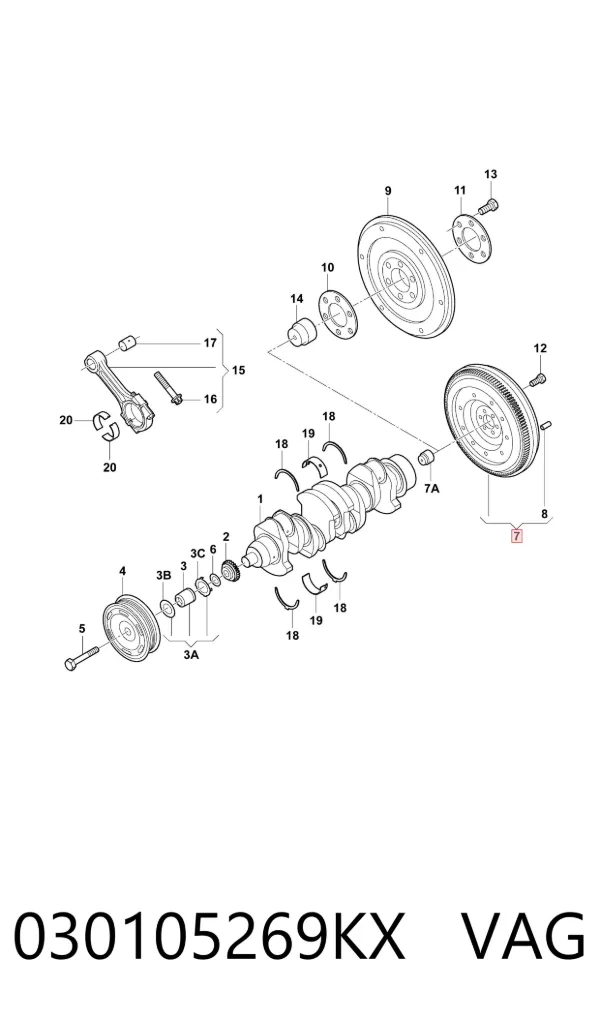 Volante de motor 030105269KX VAG