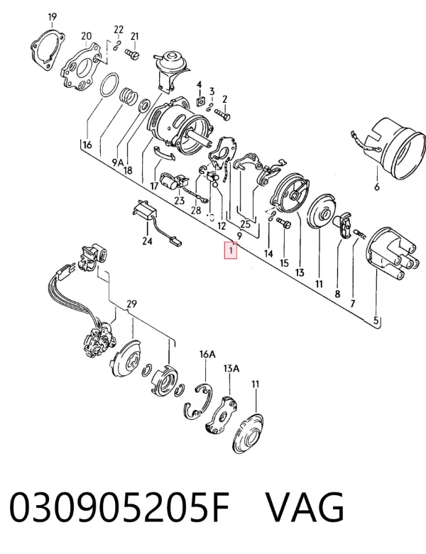 Sensor de efeito Hall 030905205F VAG