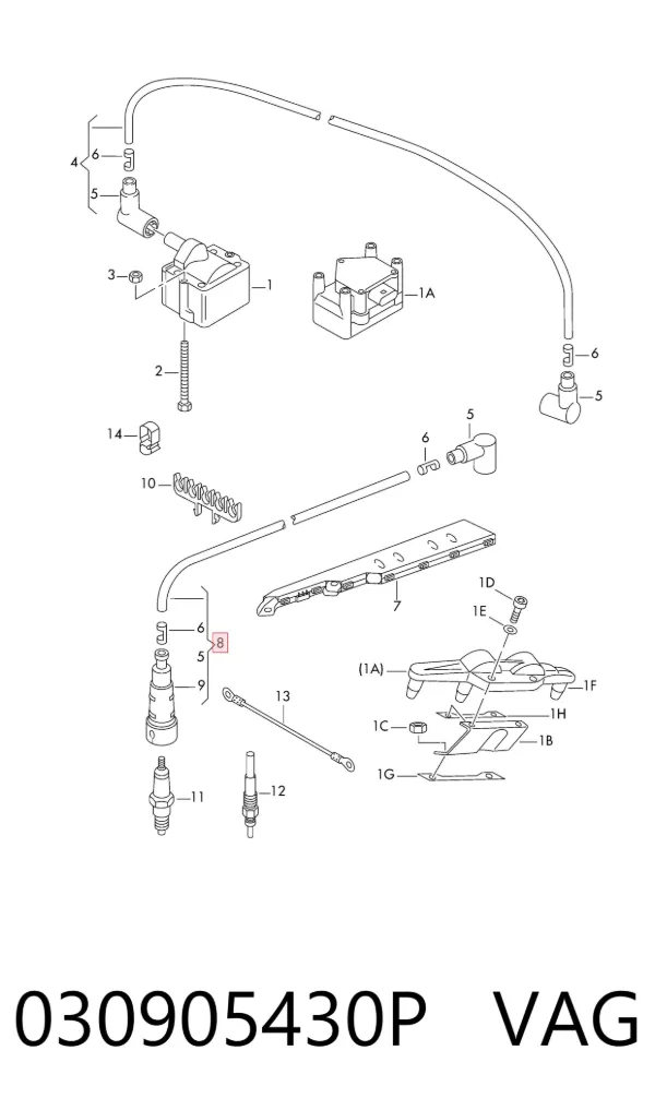Fios de alta voltagem, kit 030905430P VAG