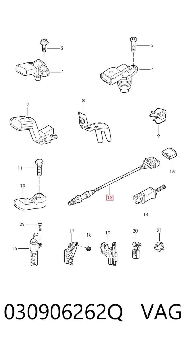 Sonda lambda, sensor de oxigênio até o catalisador 030906262Q VAG