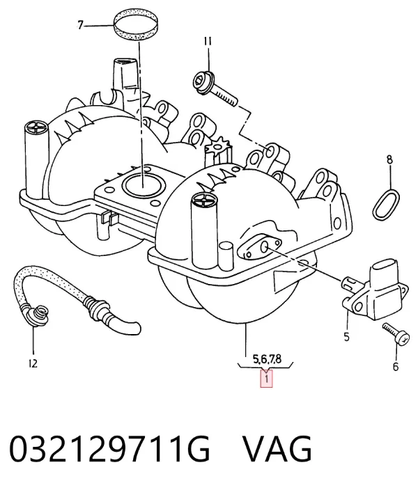 Tubo coletor de admissão 032129711G VAG
