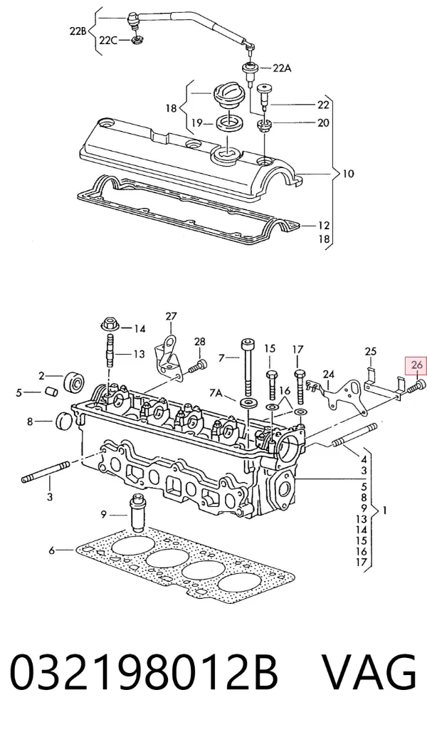 Kit superior de vedantes de motor 032198012B VAG
