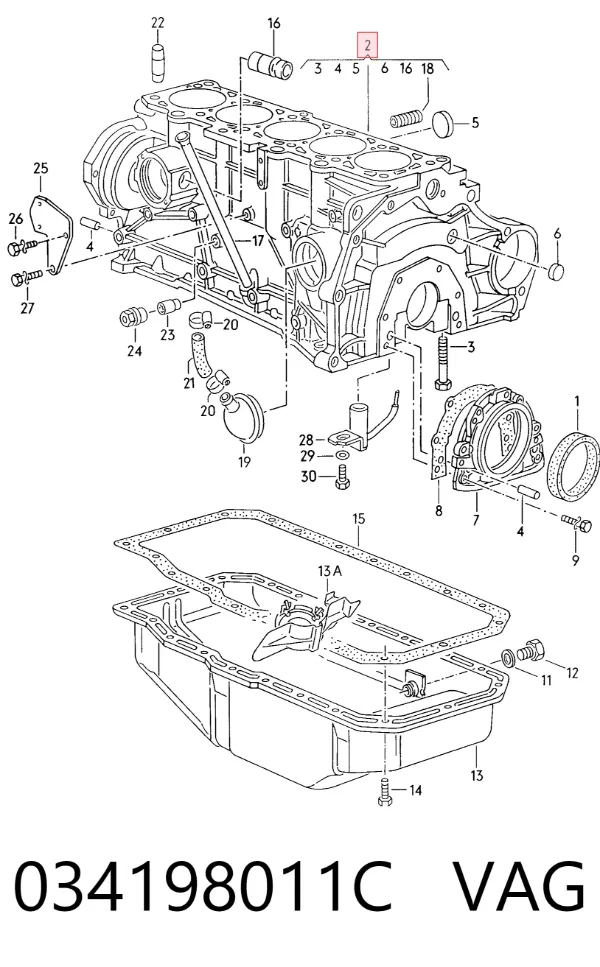 Kit inferior de vedantes de motor 034198011C VAG