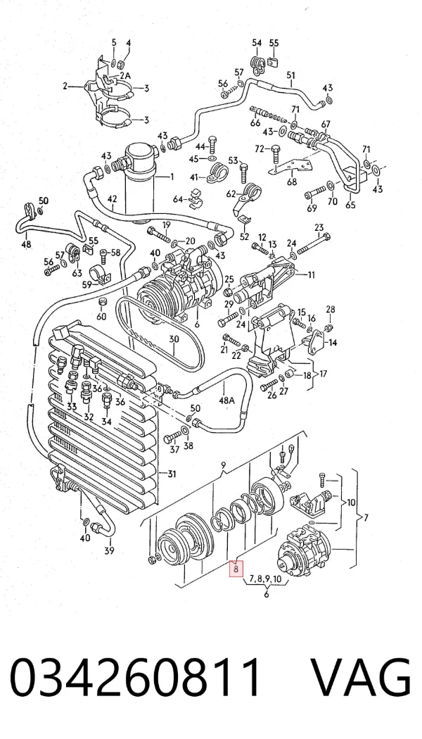 Acoplamento (bobina magnética) do compressor de aparelho de ar condicionado Audi 80 B3
