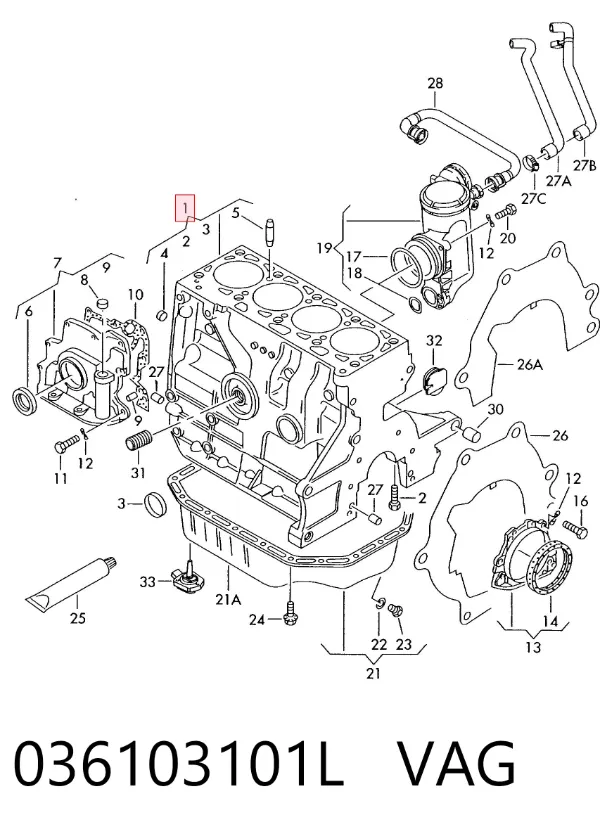 Bloco de cilindros de motor 036103101L VAG