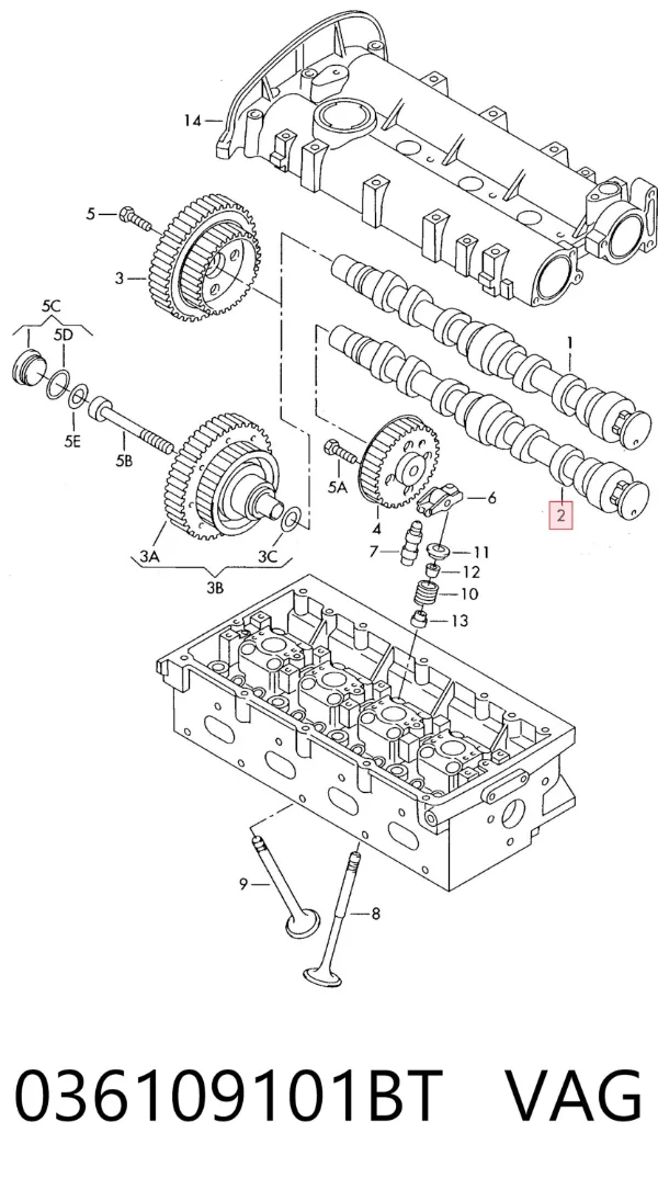 Árvore distribuidora de motor 036109101BT VAG