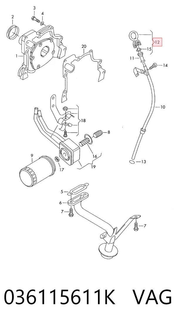 Sonda (indicador) do nível de óleo no motor 036115611K VAG