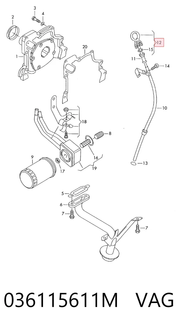 Sonda (indicador) do nível de óleo no motor 036115611M VAG
