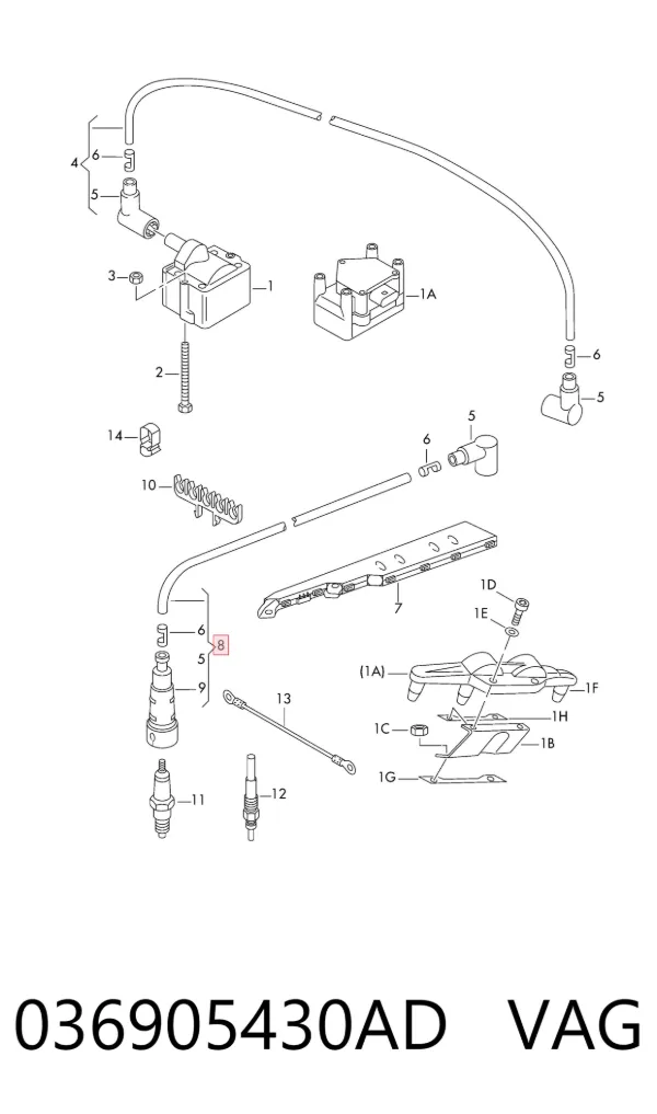 Fios de alta voltagem, kit 036905430AD VAG