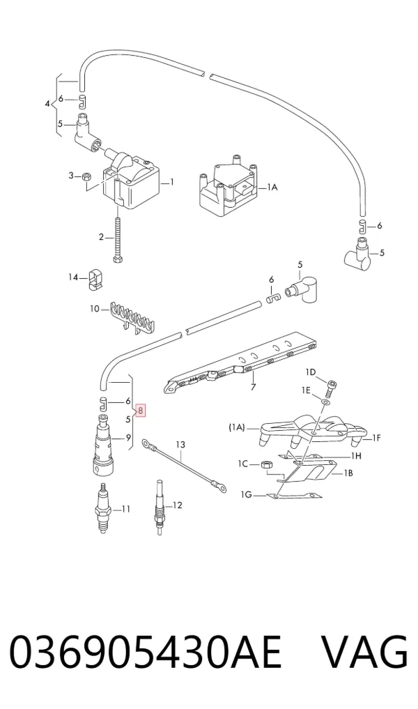 Fios de alta voltagem, kit 036905430AE VAG