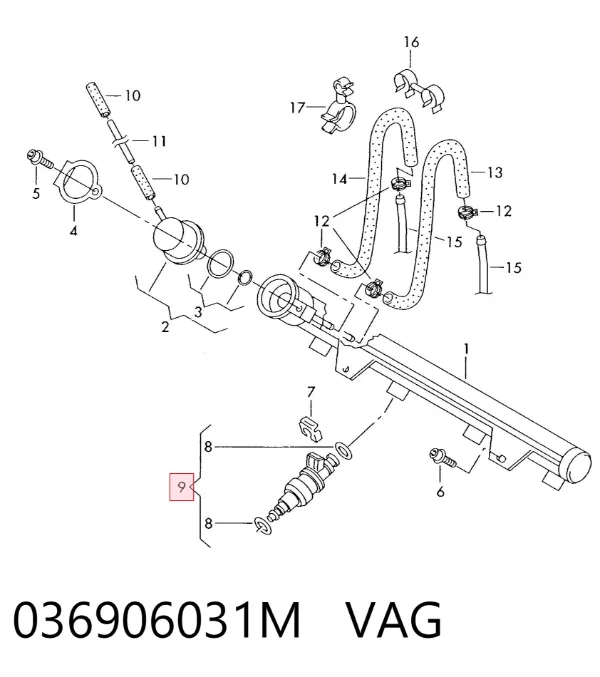 Injetor de injeção de combustível 036906031M VAG