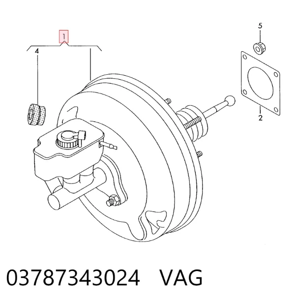 Reforçador dos freios a vácuo 03787343024 VAG