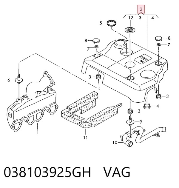 Tampa de motor decorativa 038103925GH VAG