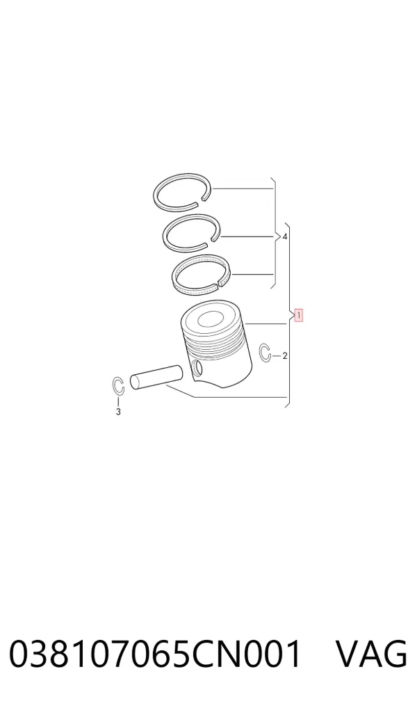Pistão do kit para 1 cilindro, STD 038107065CN001 VAG