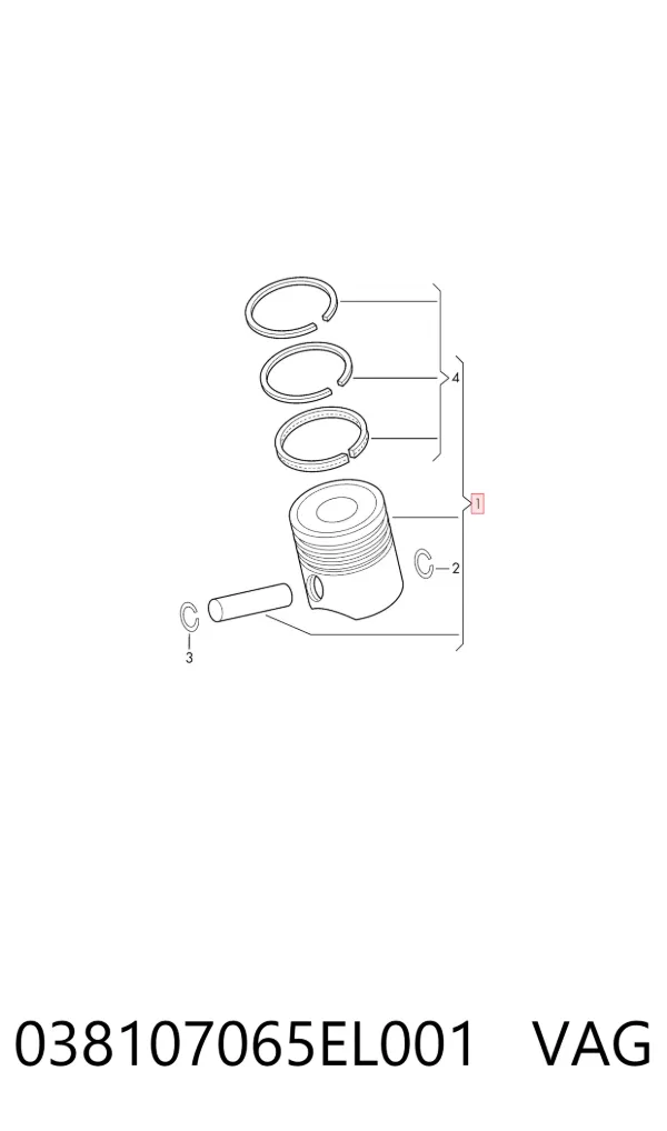 Pistão do kit para 1 cilindro, STD 038107065EL001 VAG
