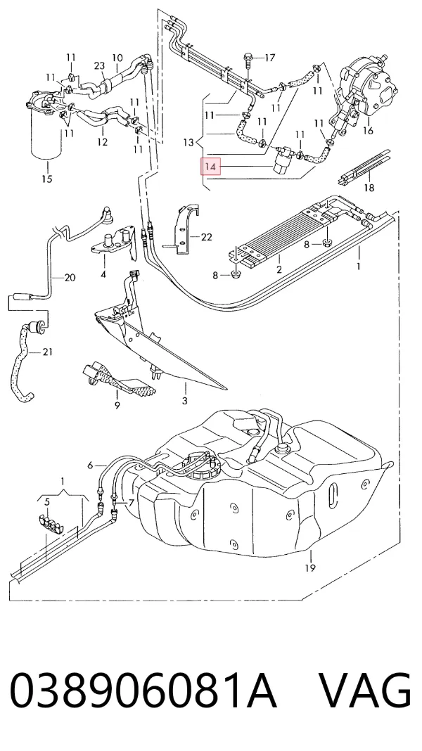 Sensor de temperatura de combustível 038906081A VAG