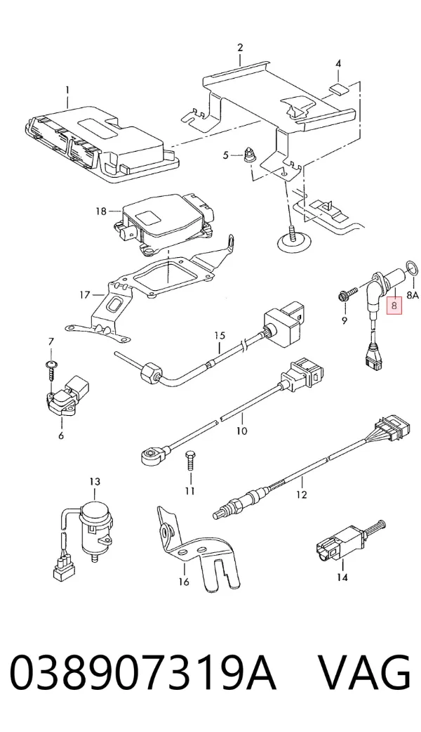 Sensor de posição (de revoluções) de cambota 038907319A VAG