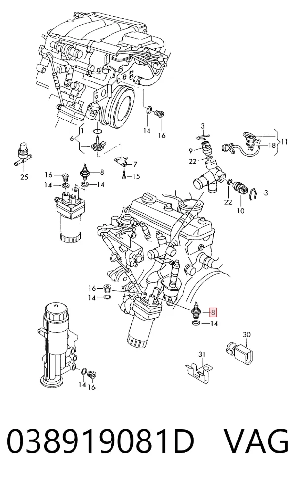 Sensor de pressão de óleo 038919081D VAG