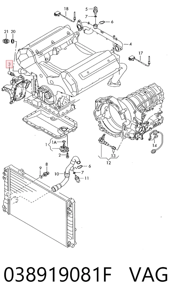 Sensor de pressão de óleo 038919081F VAG