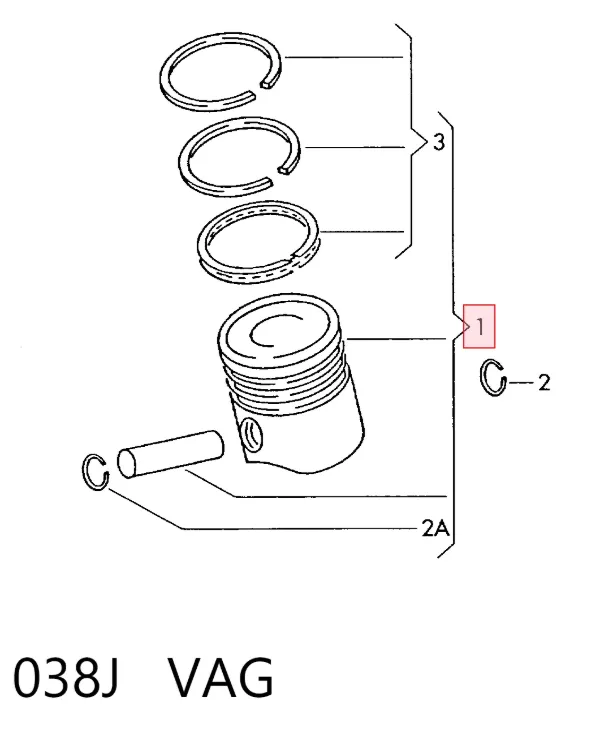 Pistão (kit para um motor), 2ª reparação ( + 0,50) 038J VAG