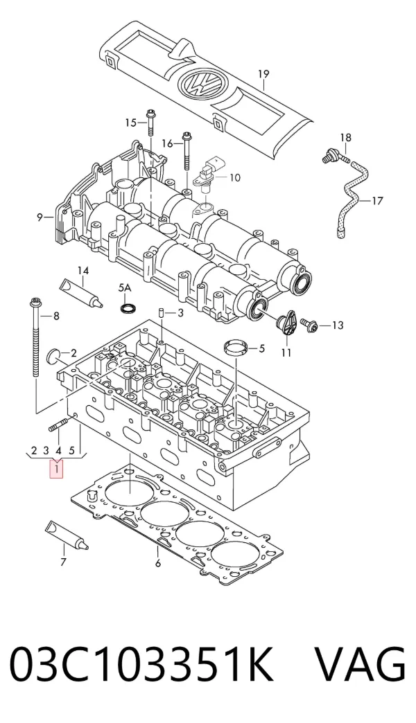 Cabeça de motor (CBC) 03C103351K VAG