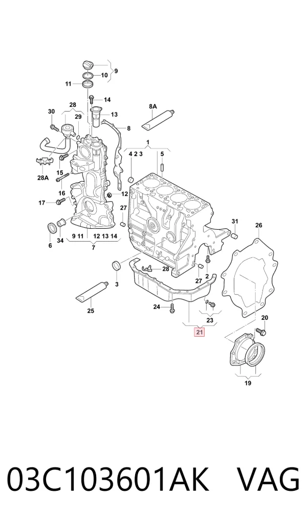 Panela de óleo de cárter do motor 03C103601AK VAG