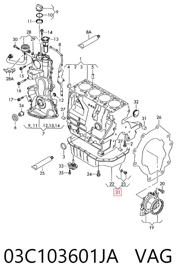 Panela de óleo de cárter do motor 03C103601JA VAG