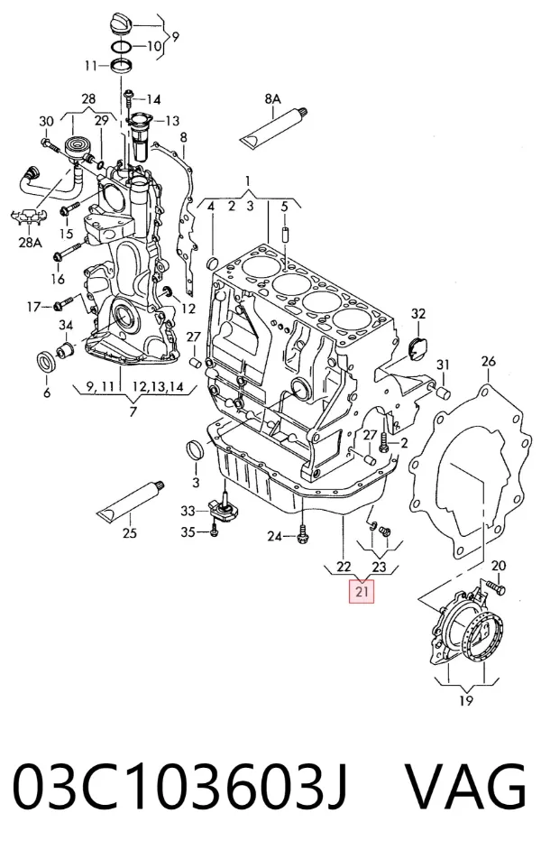 Panela de óleo de cárter do motor 03C103603J VAG