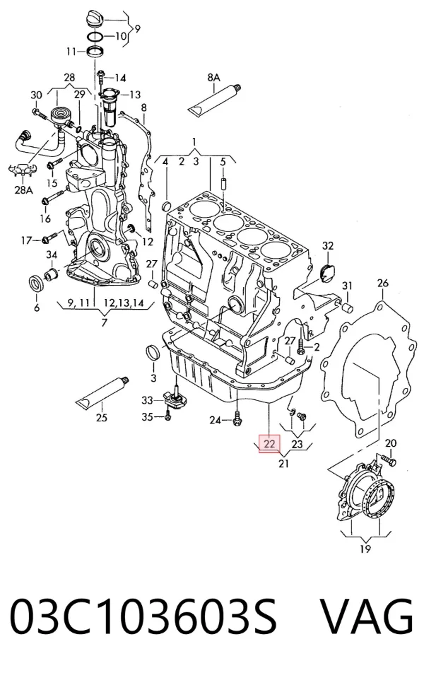 Panela de óleo de cárter do motor 03C103603S VAG