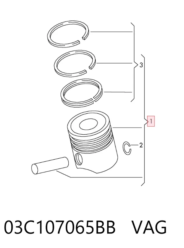 Pistão do kit para 1 cilindro, STD 03C107065BB VAG