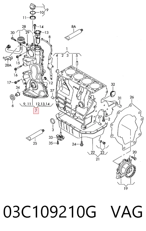 Tampa de motor dianteira 03C109210G VAG