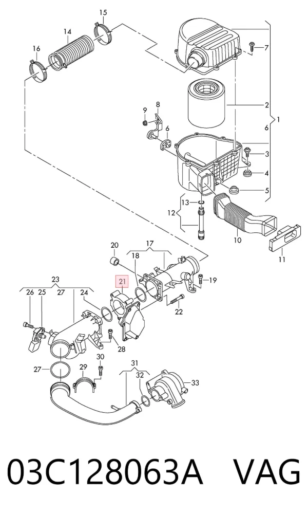 Válvula de borboleta montada 03C128063A VAG