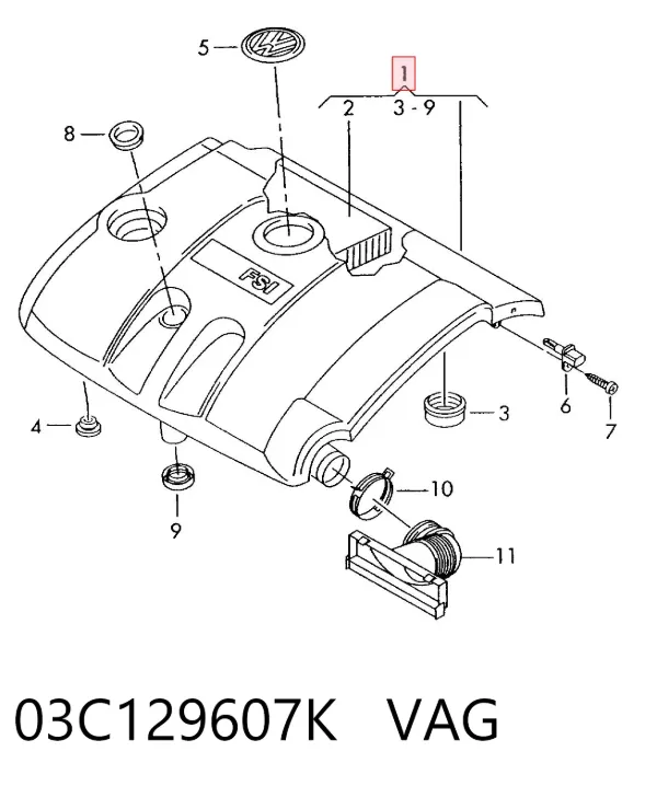 Caixa de filtro de ar 03C129607K VAG