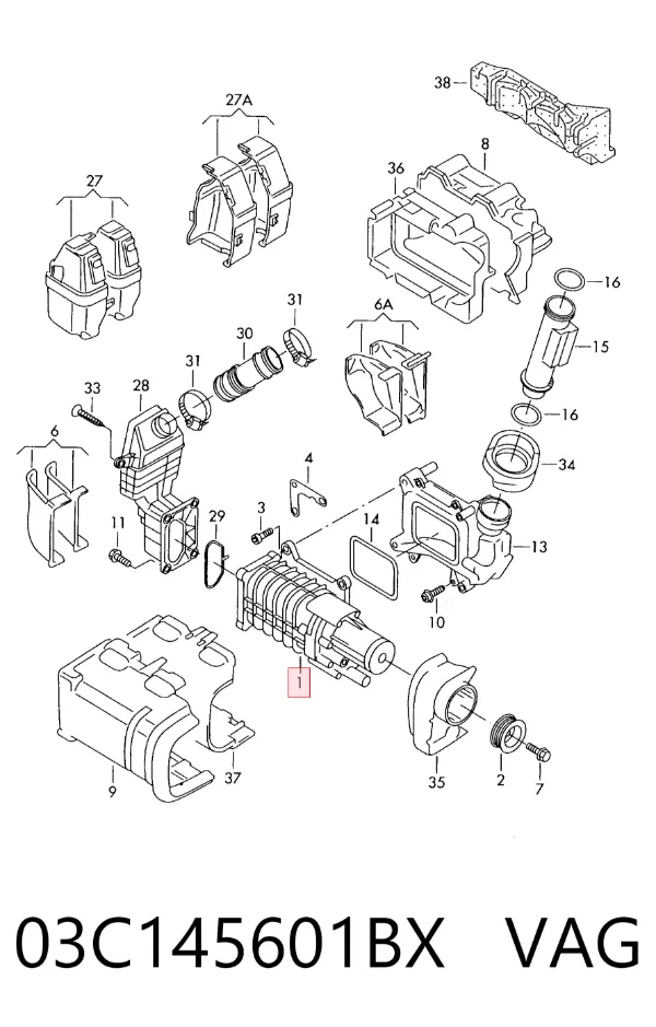 Compressor de supercompressão de ar de motor 03C145601BX VAG