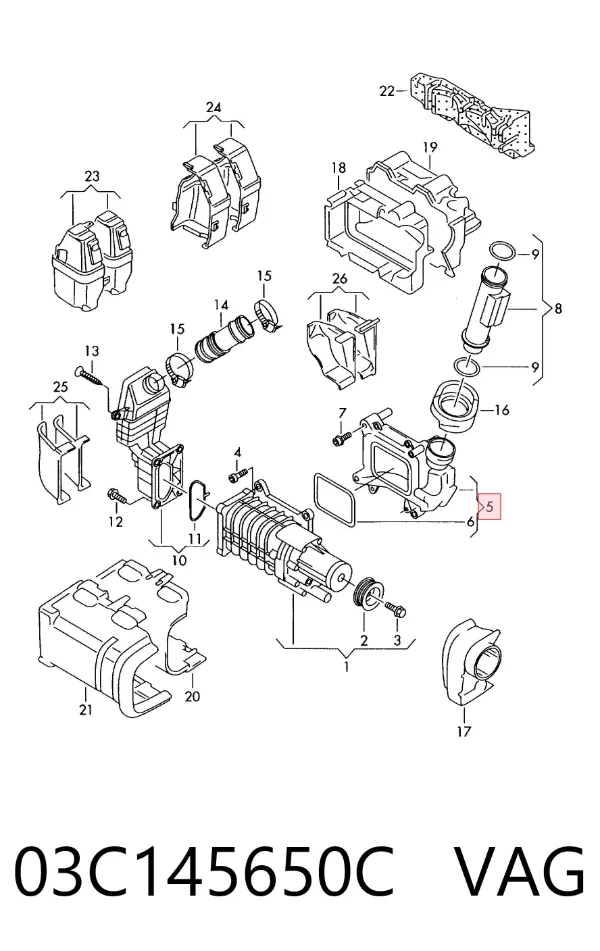 Cano derivado de ar, saída de turbina (supercompressão) 03C145650C VAG