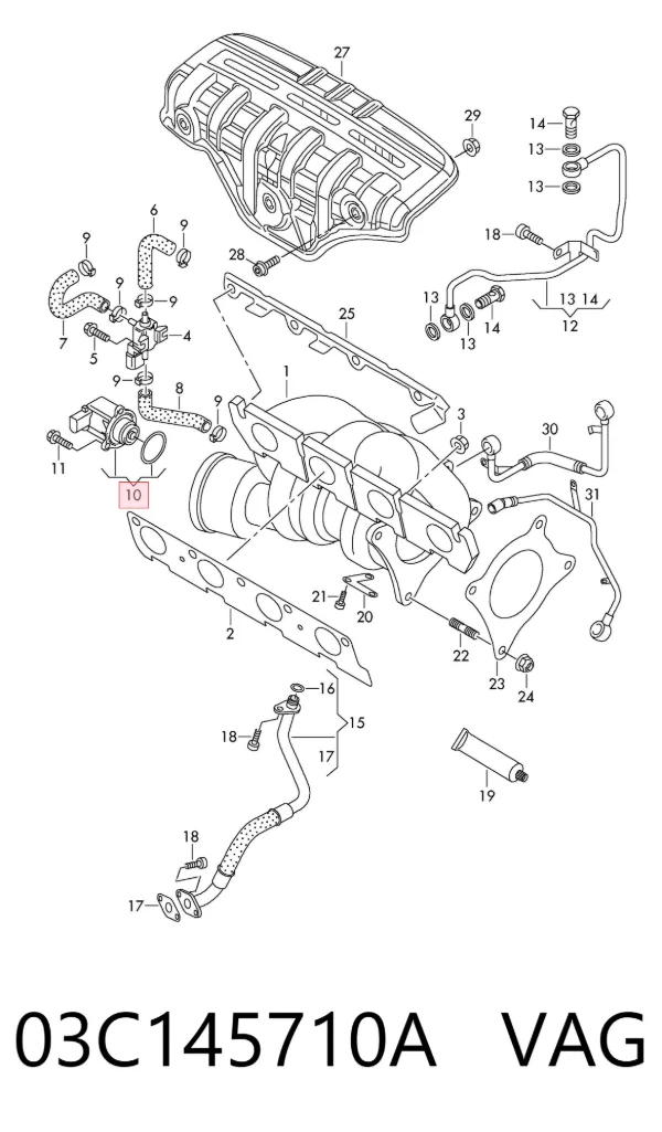 Válvula de recirculação de ar supercompressão de turbina 03C145710A VAG