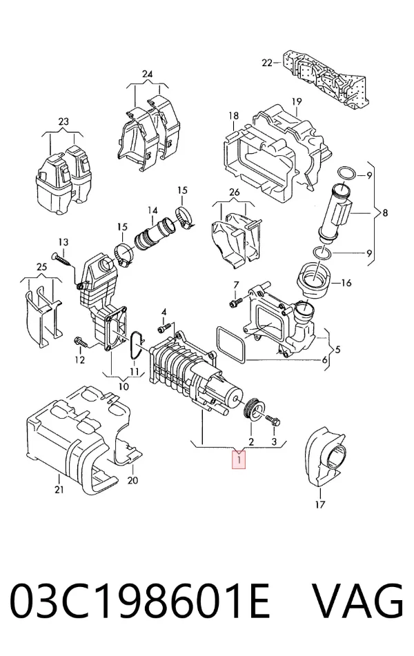Compressor de supercompressão de ar de motor 03C198601E VAG