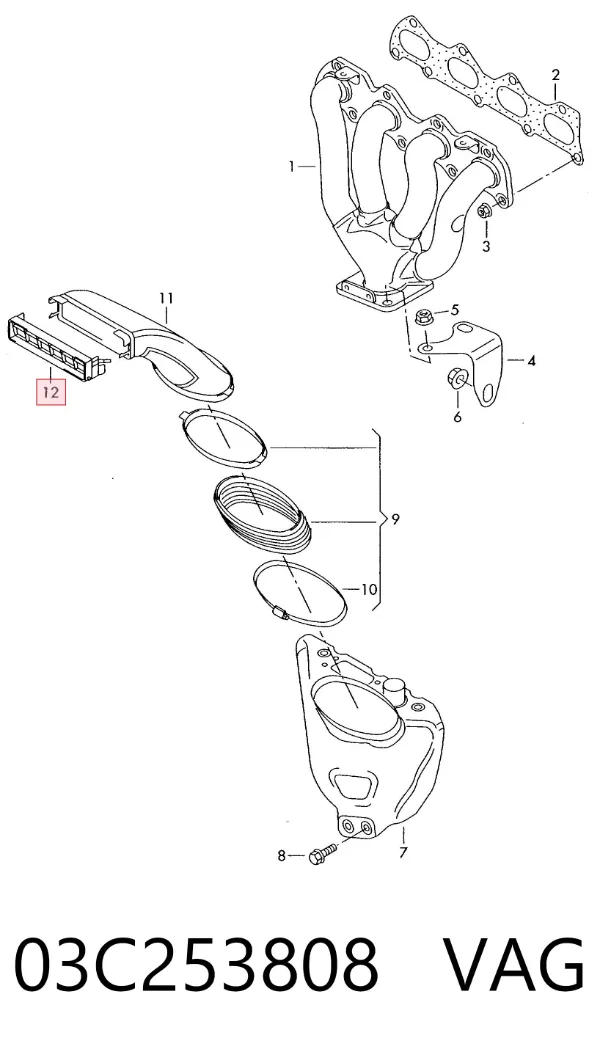 Perciana de conduto de ar 03C253808 VAG