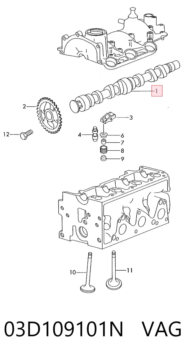 Árvore distribuidora de motor 03D109101N VAG