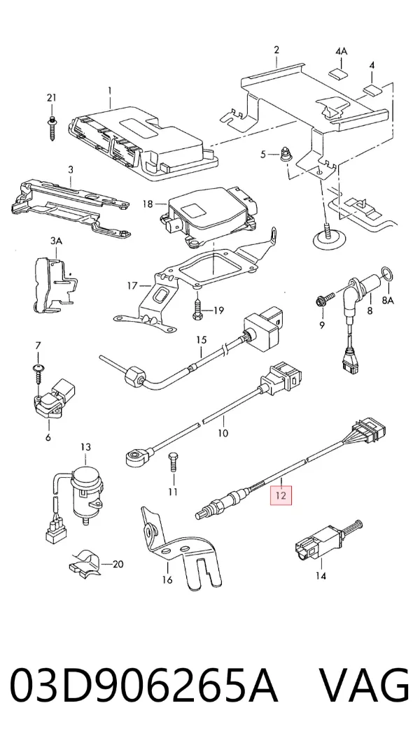 Sonda lambda, sensor de oxigênio depois de catalisador 03D906265A VAG
